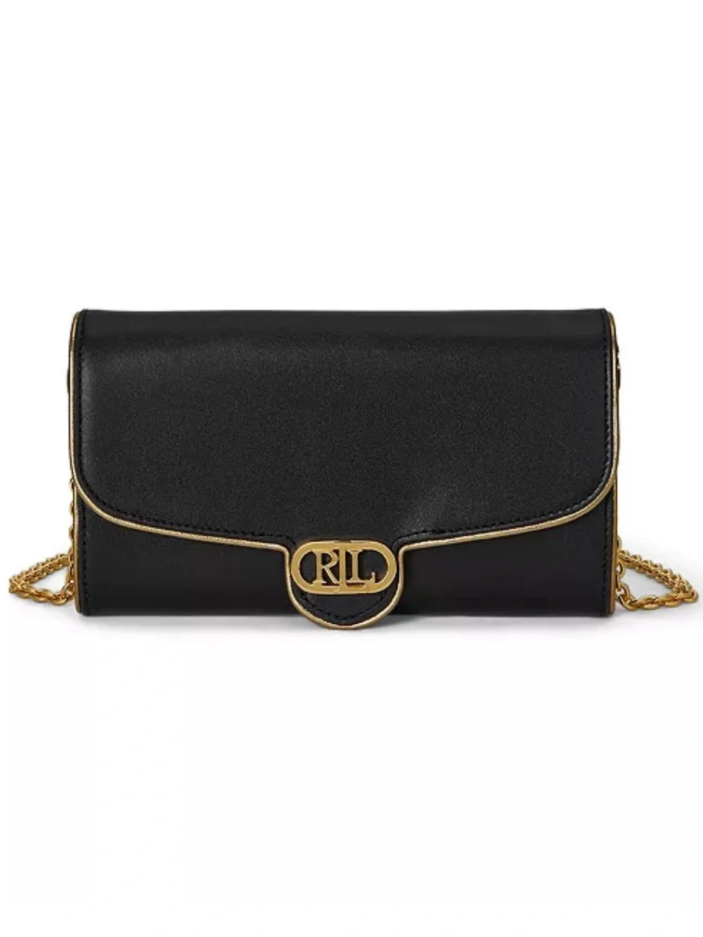 Lauren Ralph Lauren Leather Adair Crossbody Gold Trim